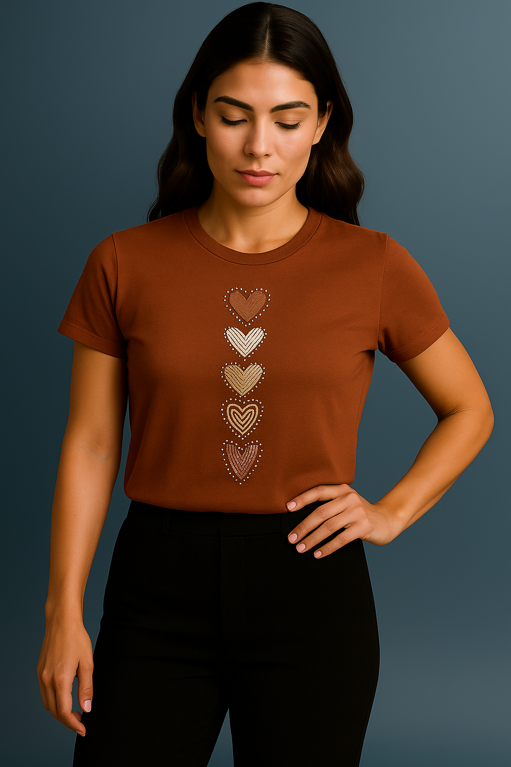 Camisa 5 Corações Chocolate