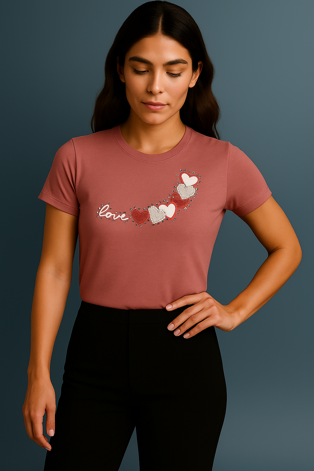 Camisa Love Estrelado Salmão